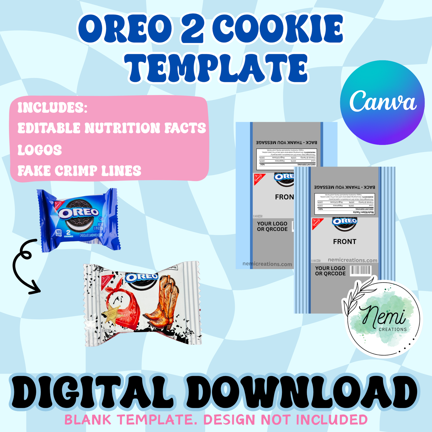 2 Cookie Pack Blank Template CANVA