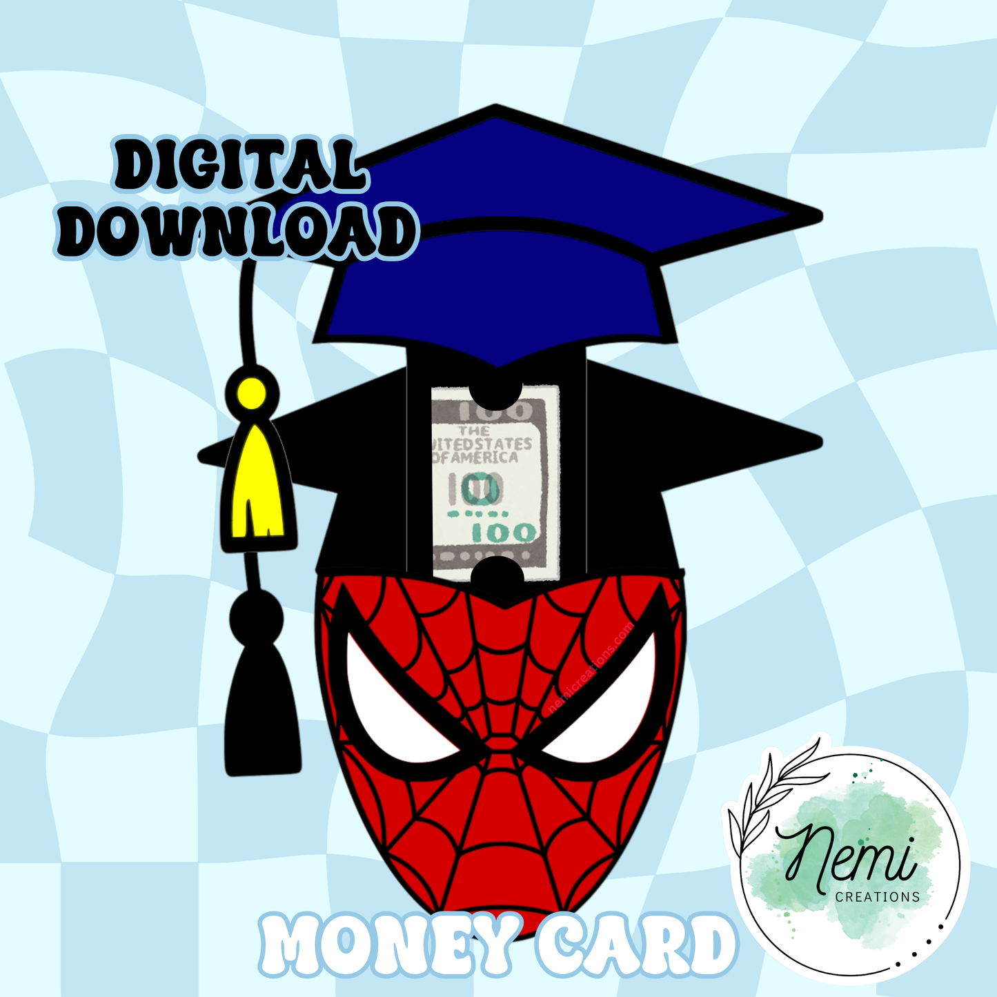 Superhero Spider Grad Money Card DIGITAL SVG FILES