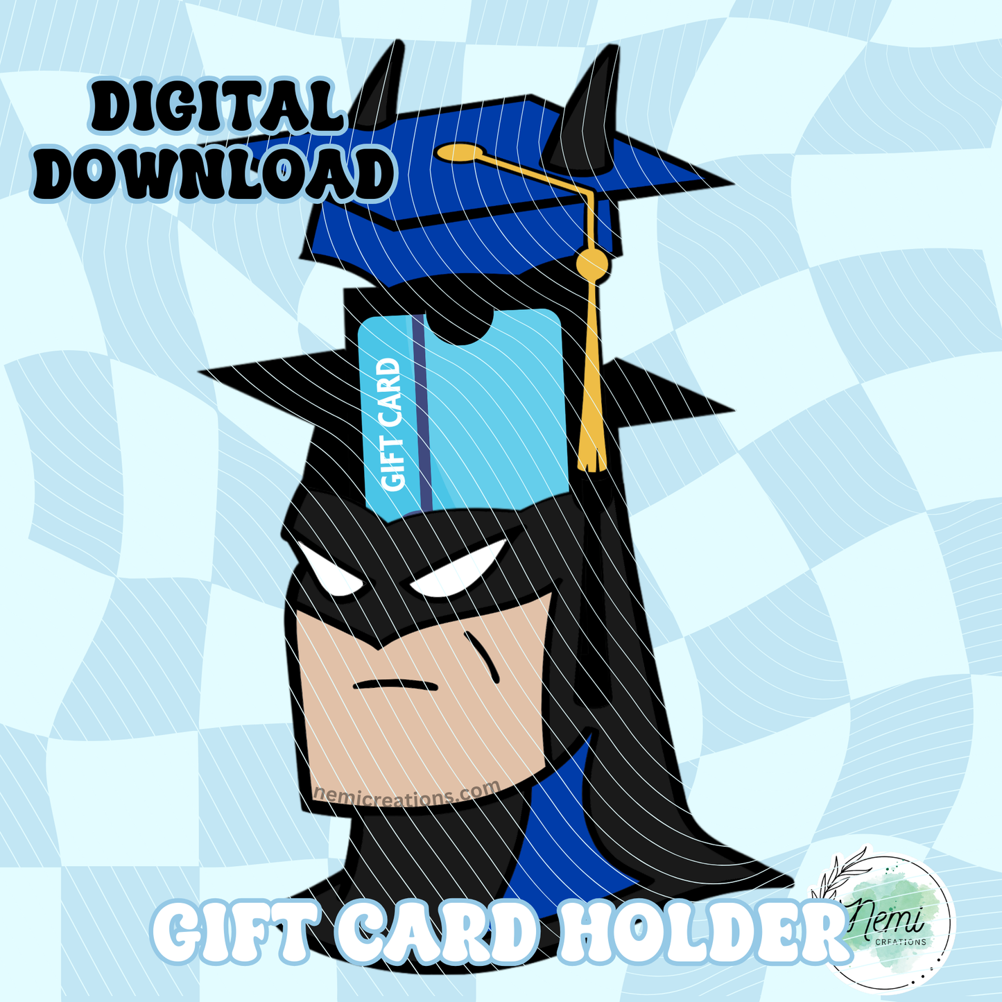 Superhero Bat Grad Money Card DIGITAL SVG FILES