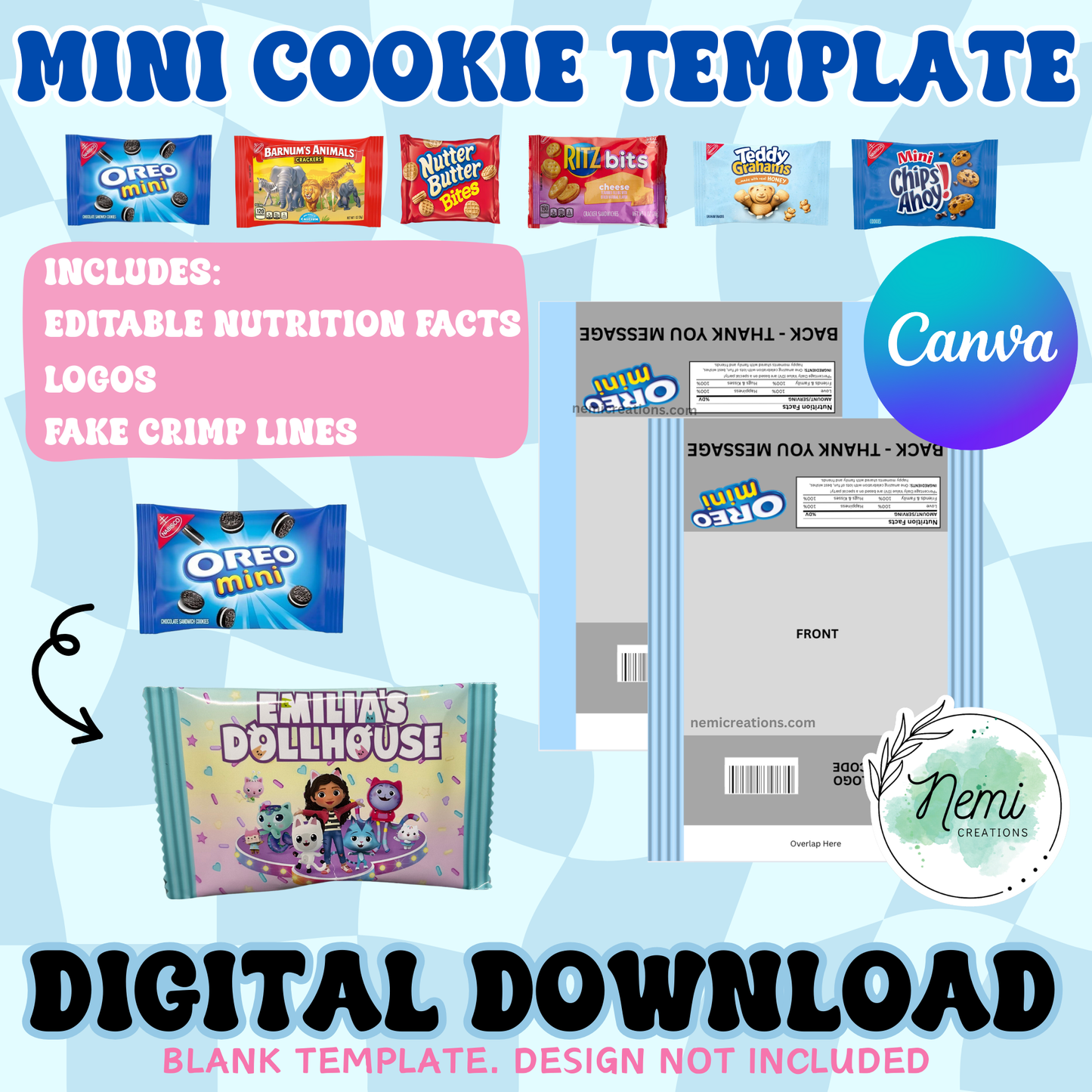 Plantilla en blanco para mini galletas CANVA