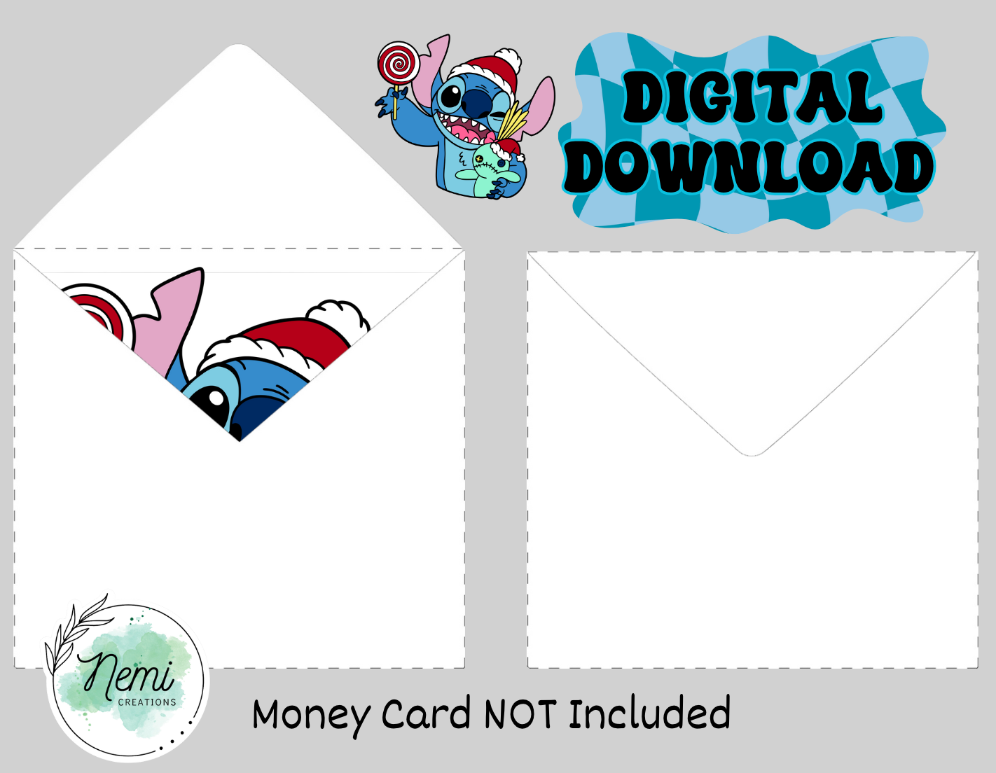 Envelope for Stitch Christmas Lolly DIGITAL FILE