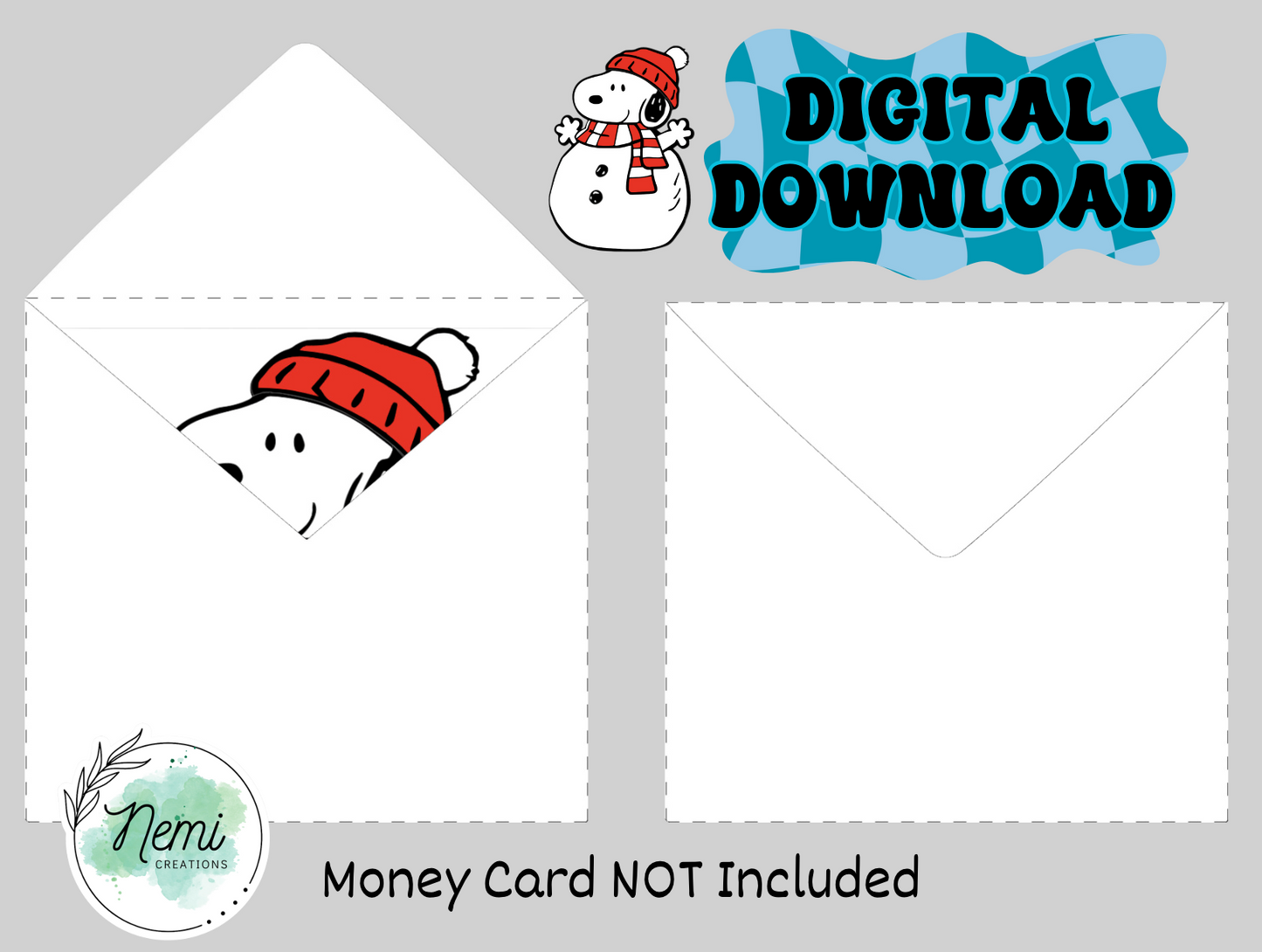 Envelope for Snoopy Snowman DIGITAL FILE