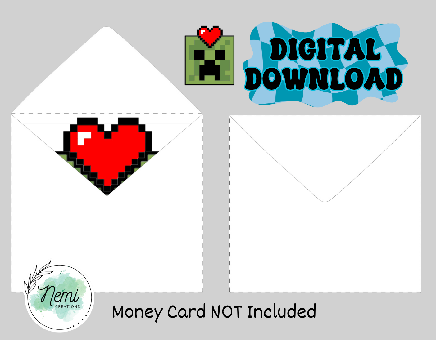 Envelope for Minecraft Heart DIGITAL FILE