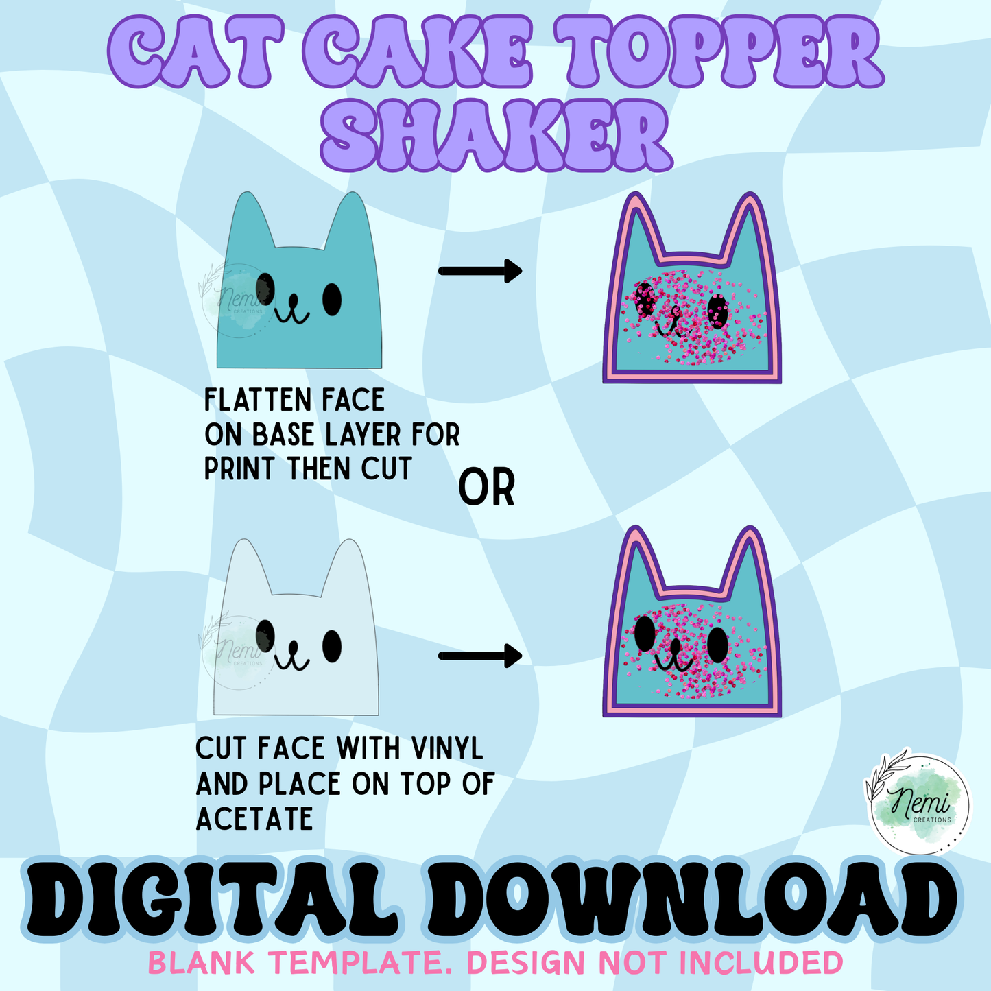 Cat Cake Topper Shaker Template