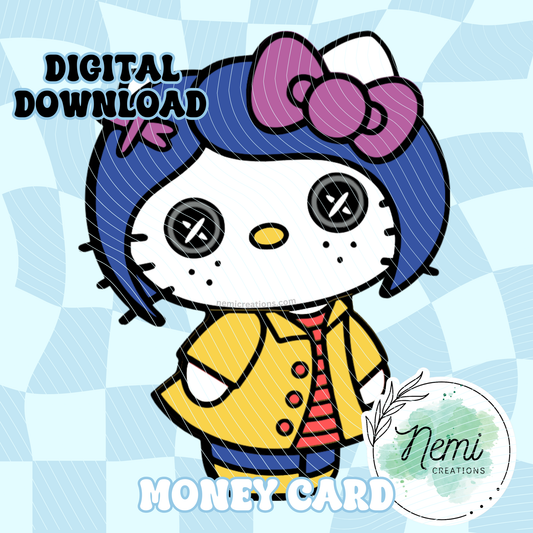 HK Cat-aline Money Card DIGITAL SVG FILES