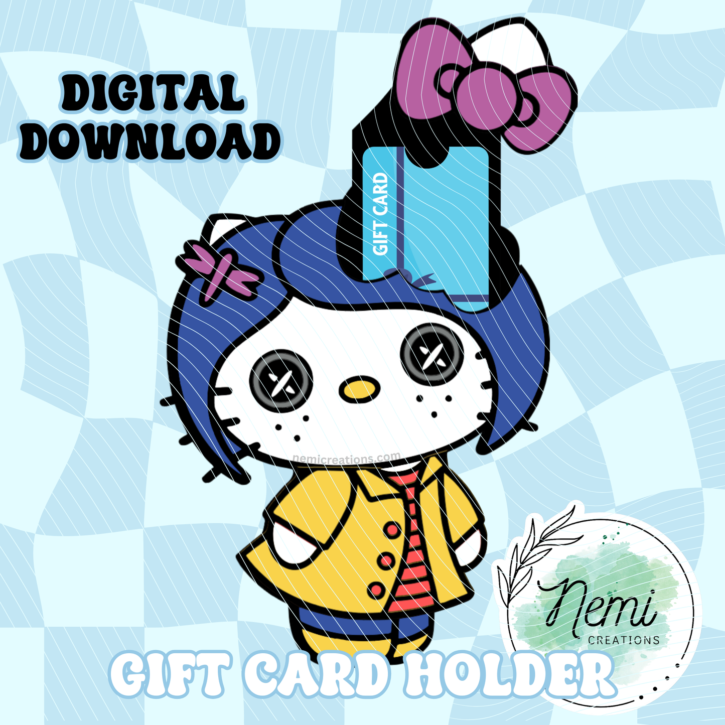 HK Cat-aline Money Card DIGITAL SVG FILES