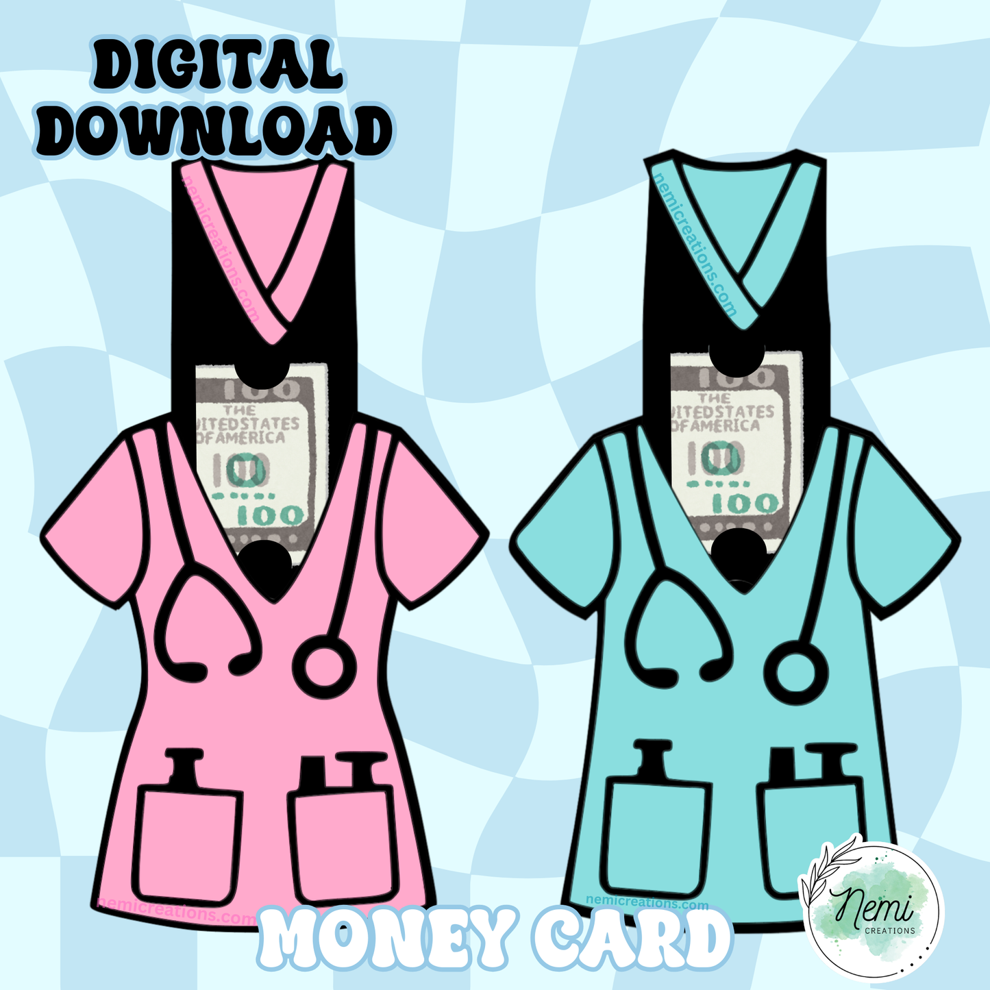 Nurse Scrubs Money Card DIGITAL SVG FILES BUNDLE