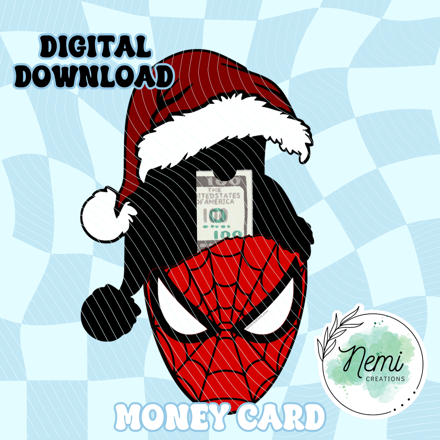 Tarjeta de dinero navideña de Hombre Araña (ARCHIVOS SVG DIGITALES)