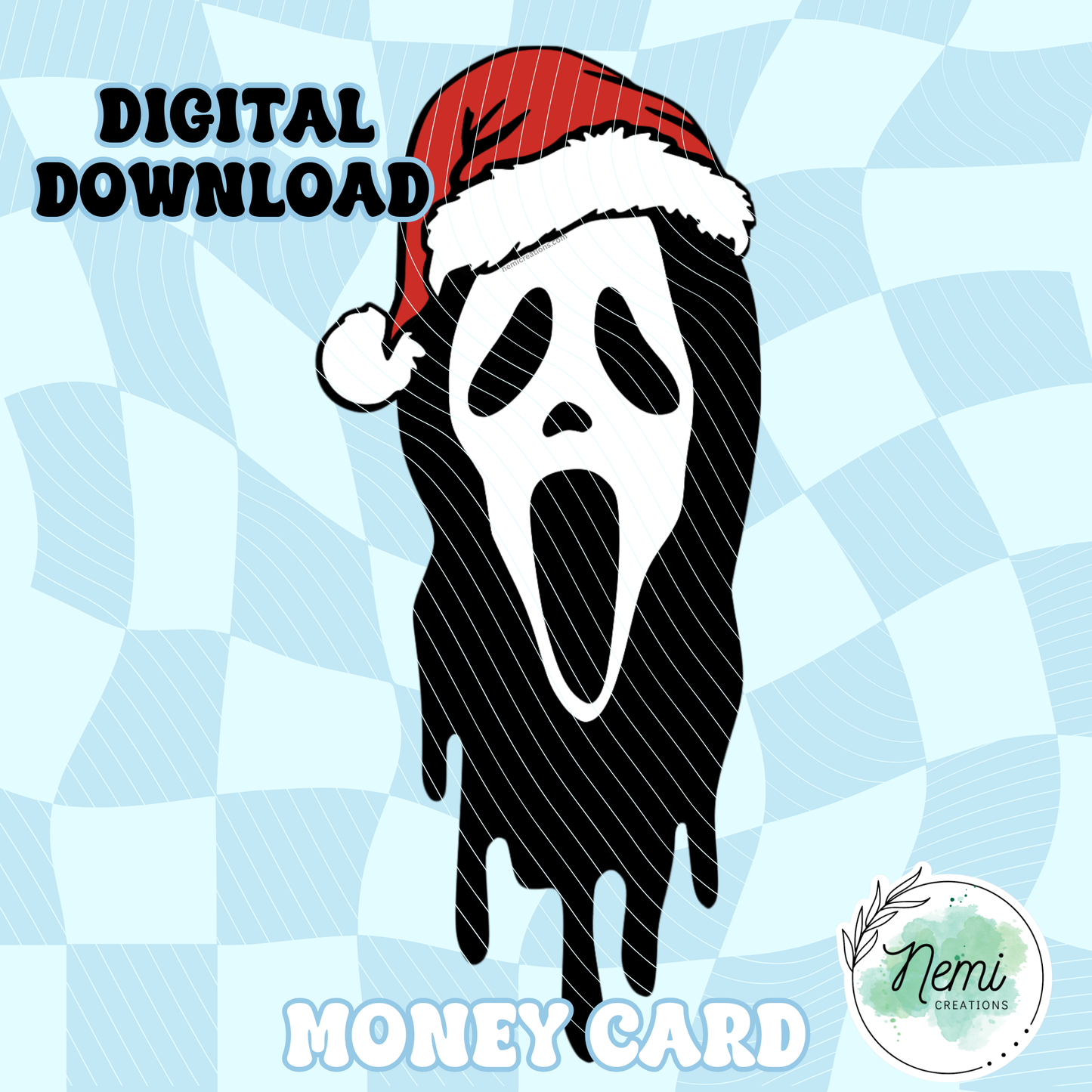Tarjeta de dinero navideña de Ghostface ARCHIVOS SVG DIGITALES