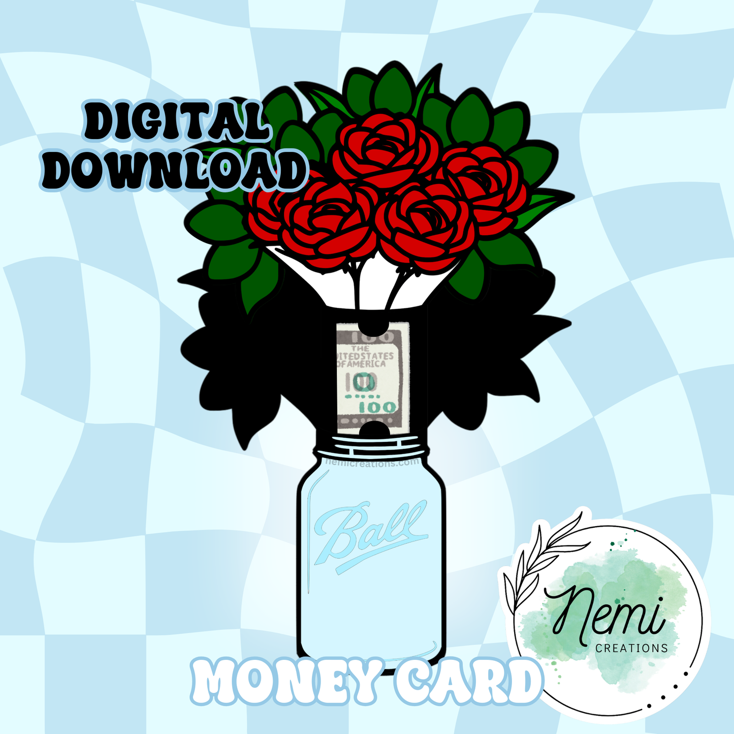 Roses Vase Money Card DIGITAL SVG FILES