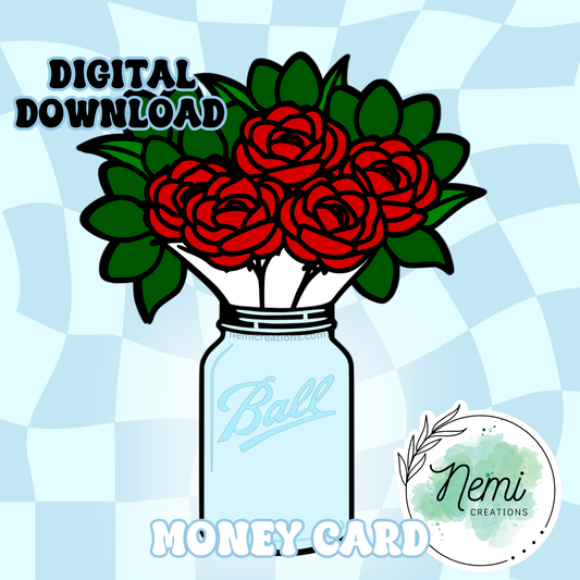 Roses Vase Money Card DIGITAL SVG FILES