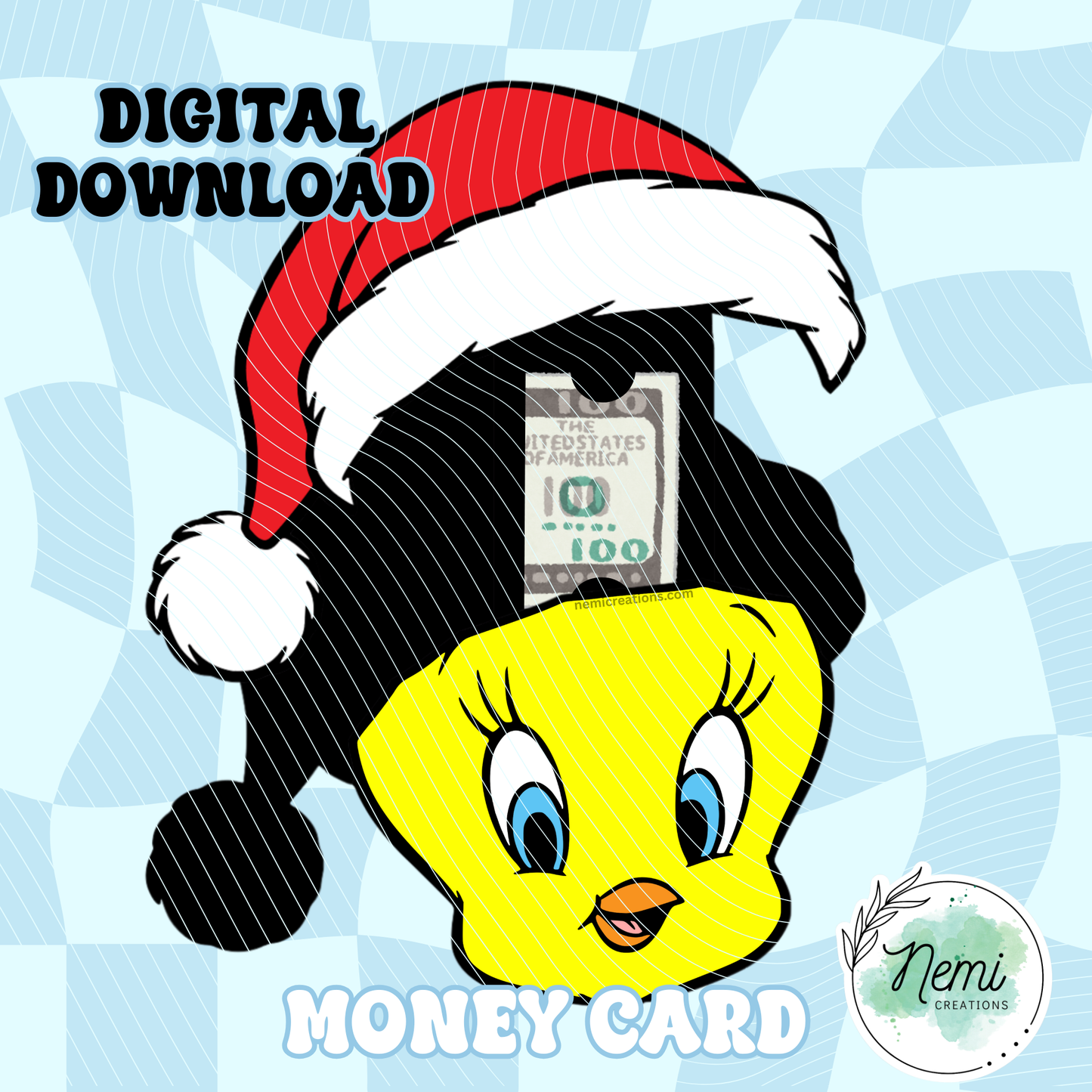 Yellow Bird Christmas Money Card DIGITAL SVG FILES