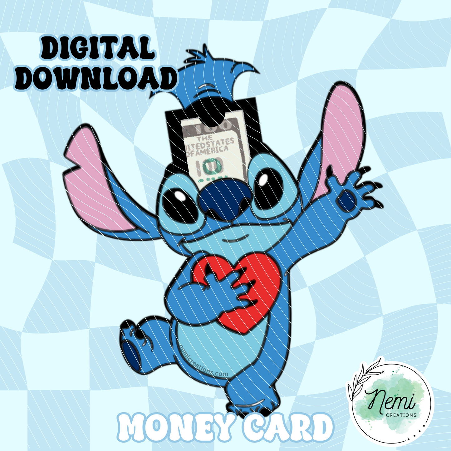 Tarjeta de dinero extraterrestre azul con forma de corazón (archivos SVG digitales)