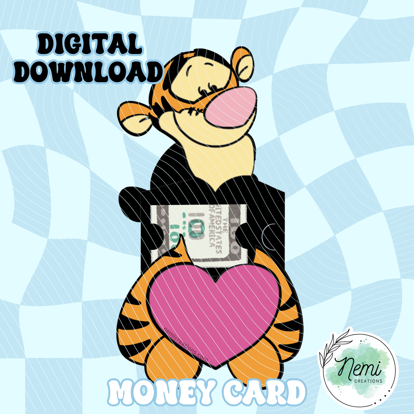 Tarjeta de dinero Heart Tiger (archivos SVG digitales)