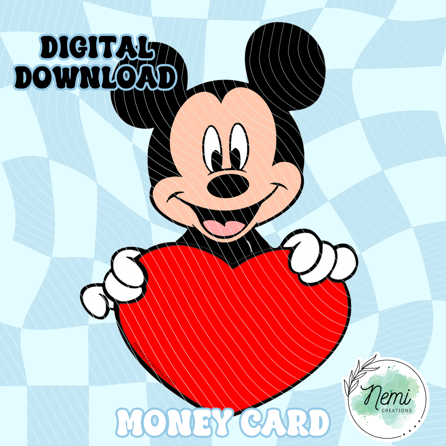 Tarjeta de dinero con forma de ratón de corazón (ARCHIVOS SVG DIGITALES)