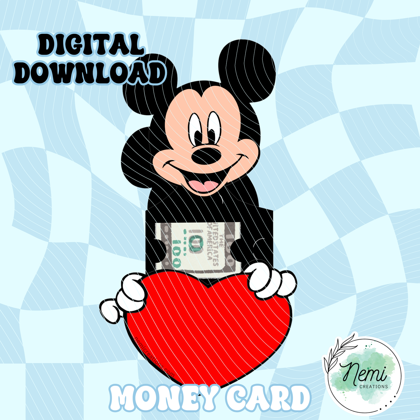 Tarjeta de dinero con forma de ratón de corazón (ARCHIVOS SVG DIGITALES)