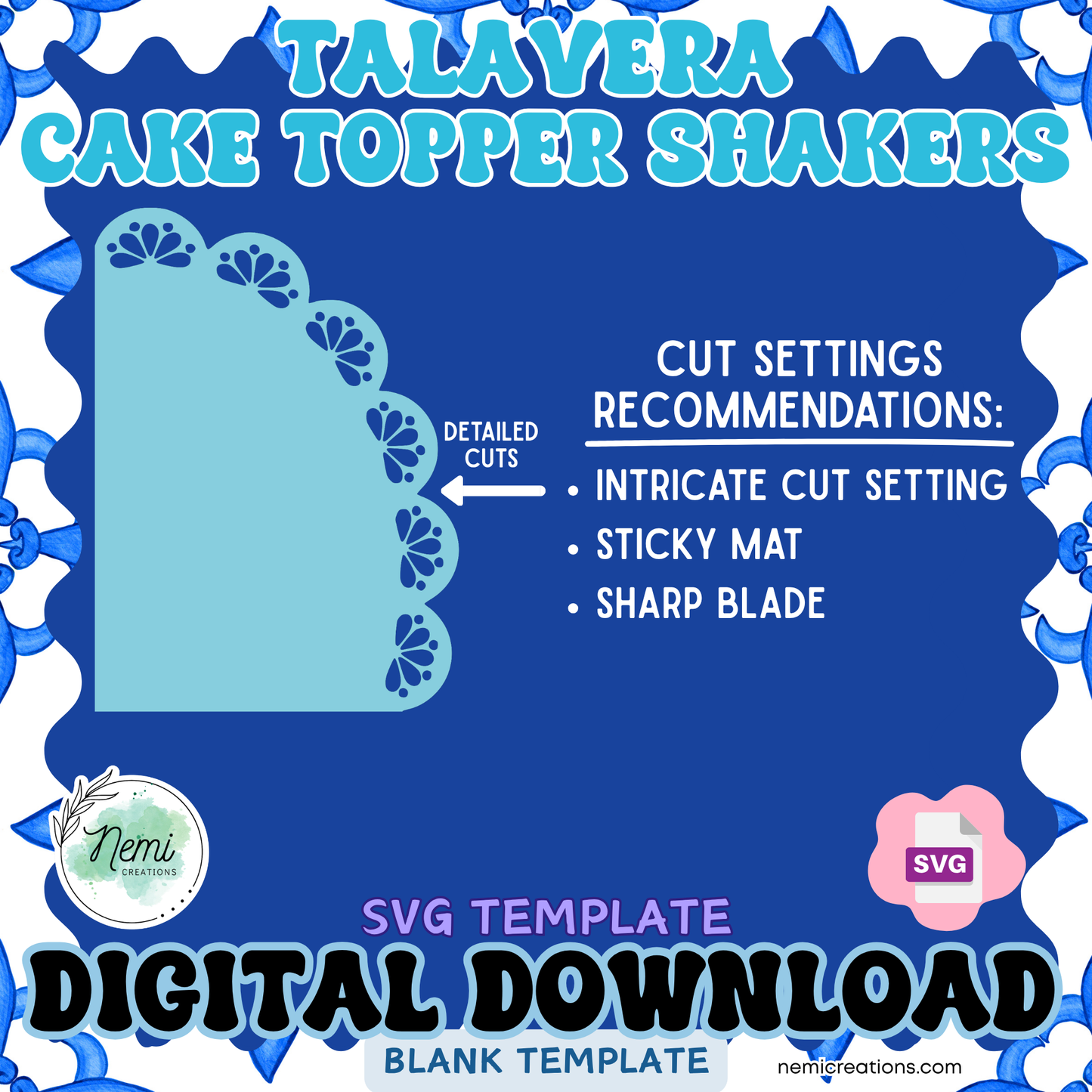 Talavera Cake Topper Shaker Template BUNDLE