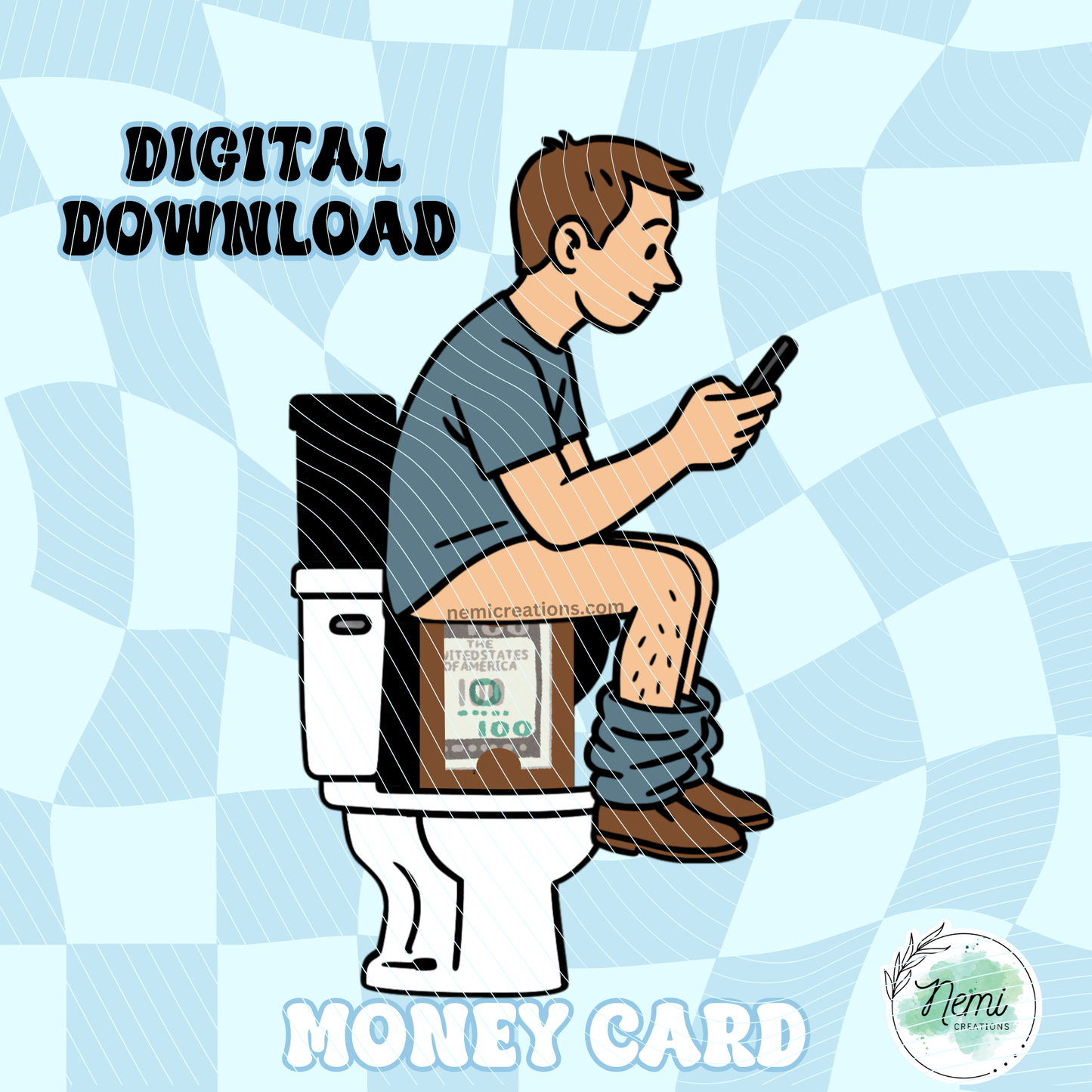 Dad on Toilet Money Card DIGITAL SVG FILES