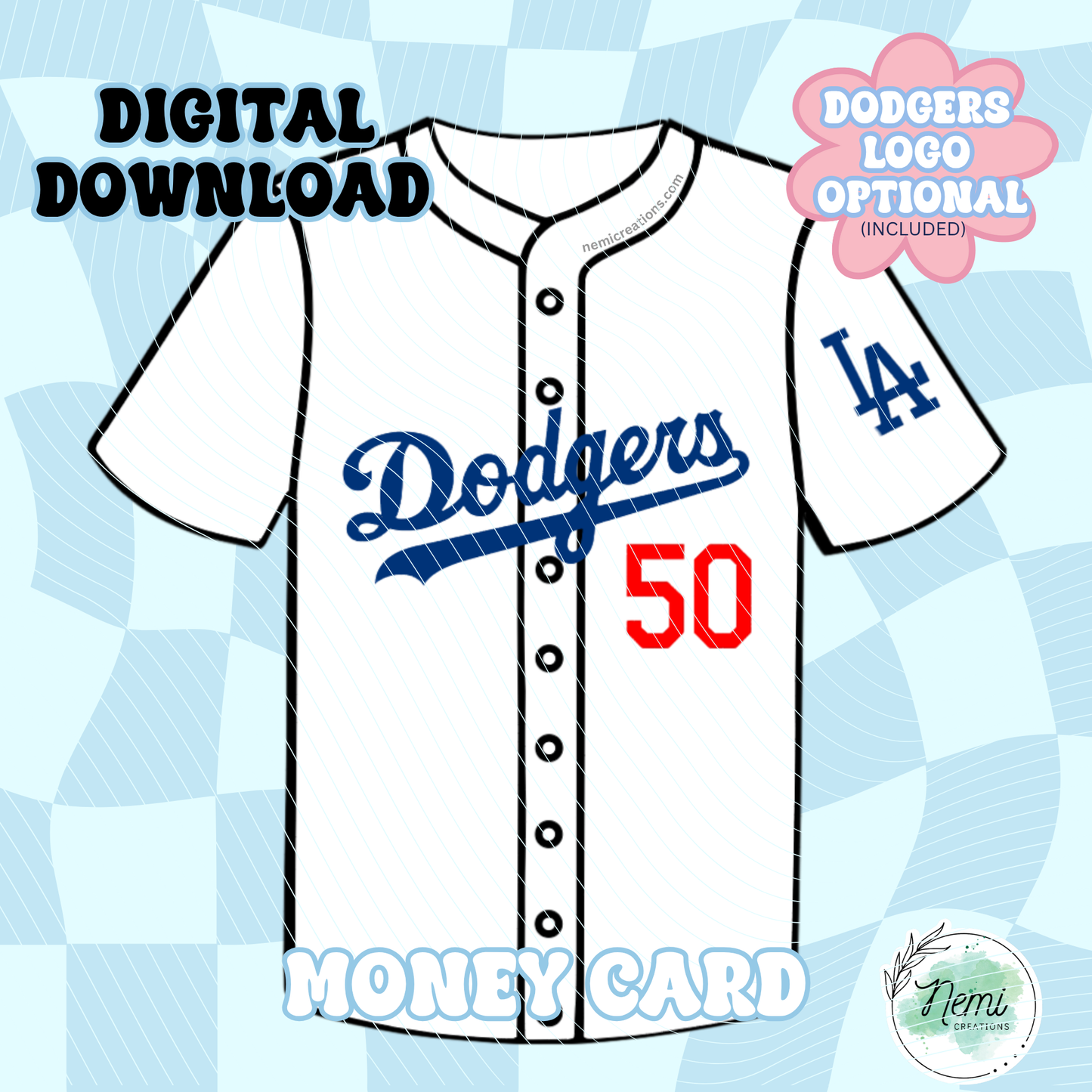 Baseball Jersey Front Money Card DIGITAL SVG FILES