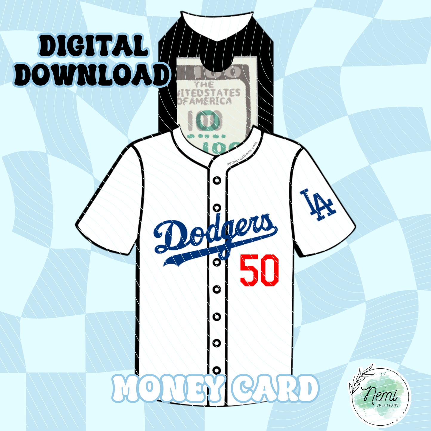 Baseball Jersey Front Money Card DIGITAL SVG FILES