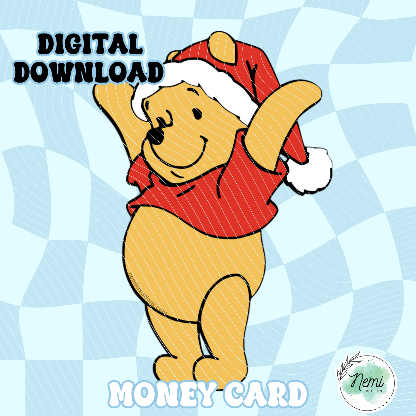 Christmas Pooh Money Card DIGITAL SVG FILES