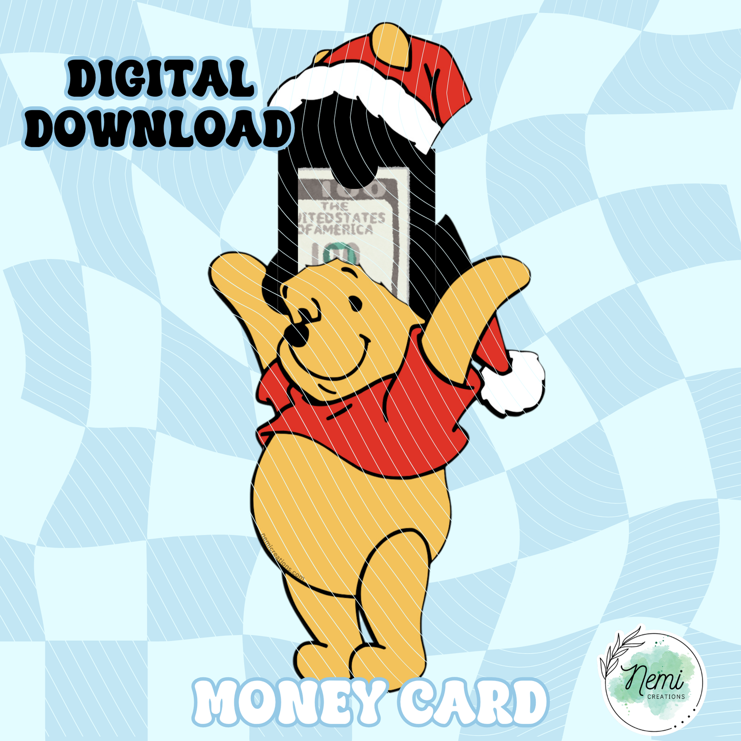 Christmas Pooh Money Card DIGITAL SVG FILES