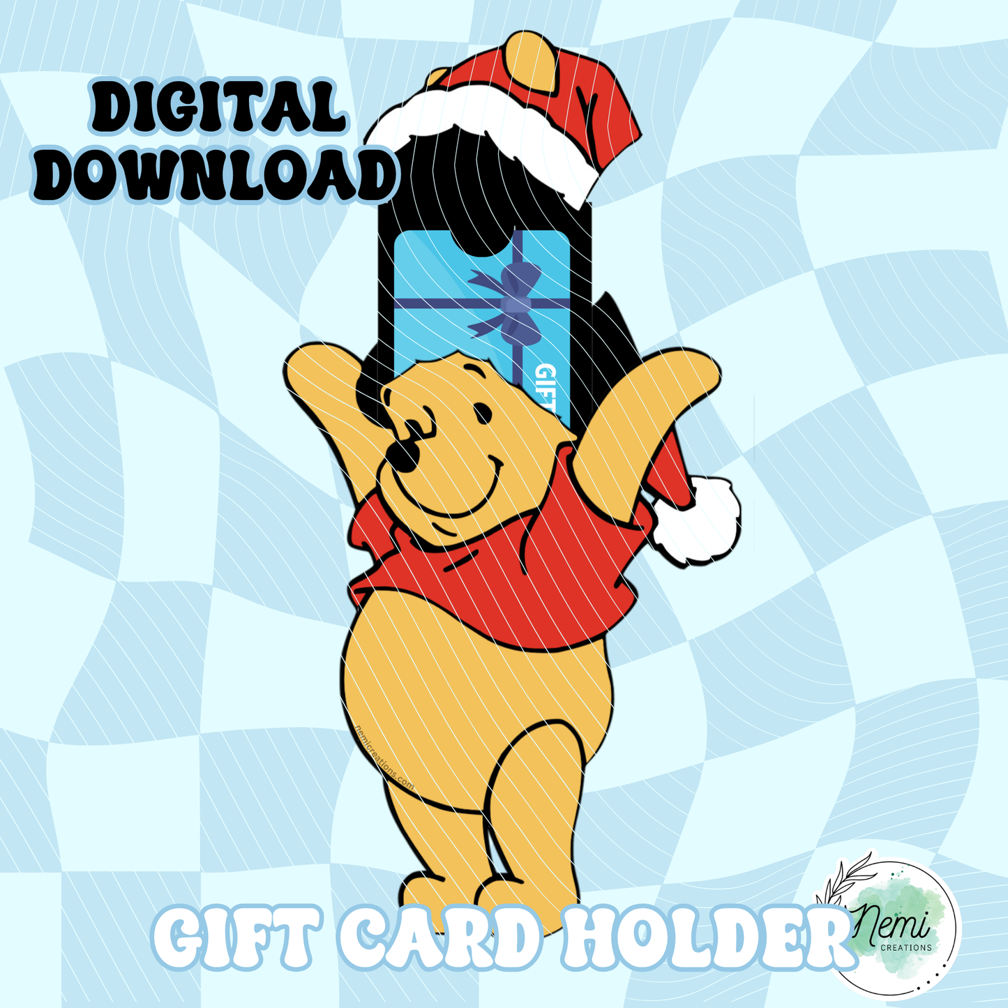 Christmas Pooh Money Card DIGITAL SVG FILES