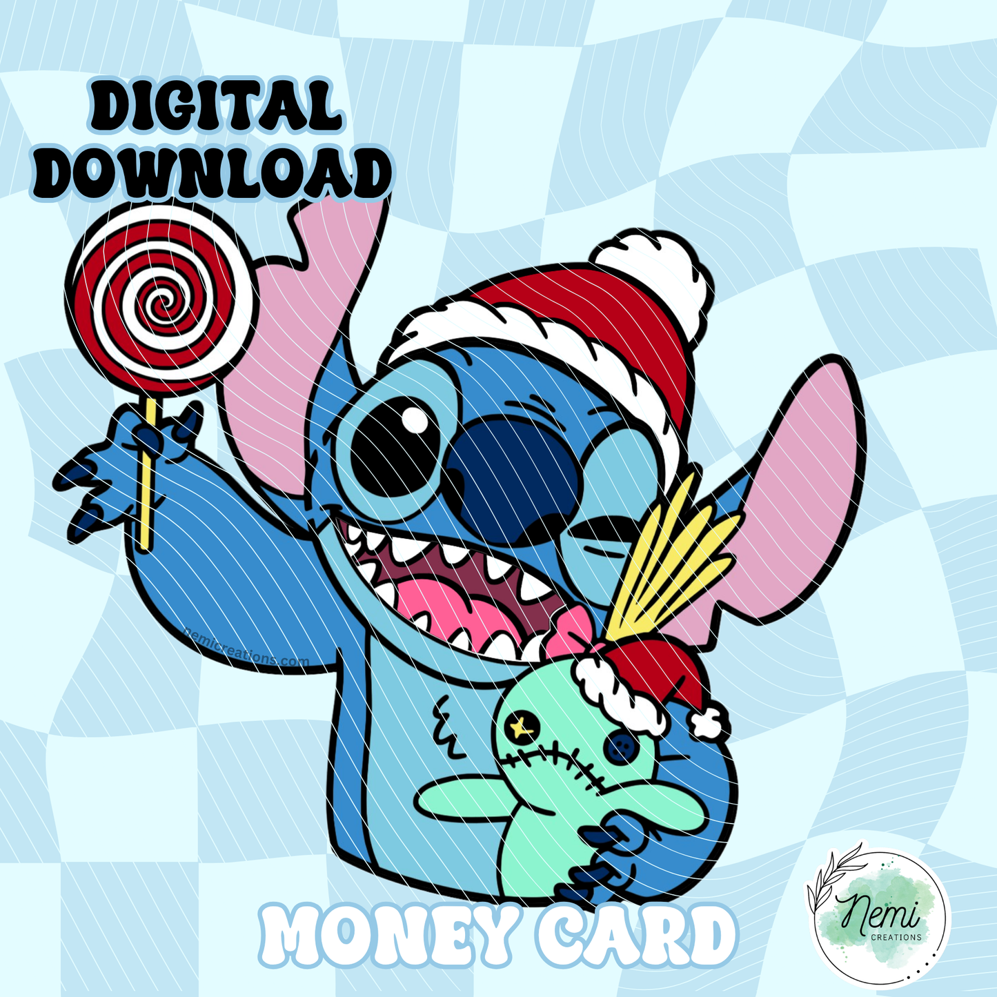 Stitch Christmas Lolly Money Card DIGITAL SVG FILES