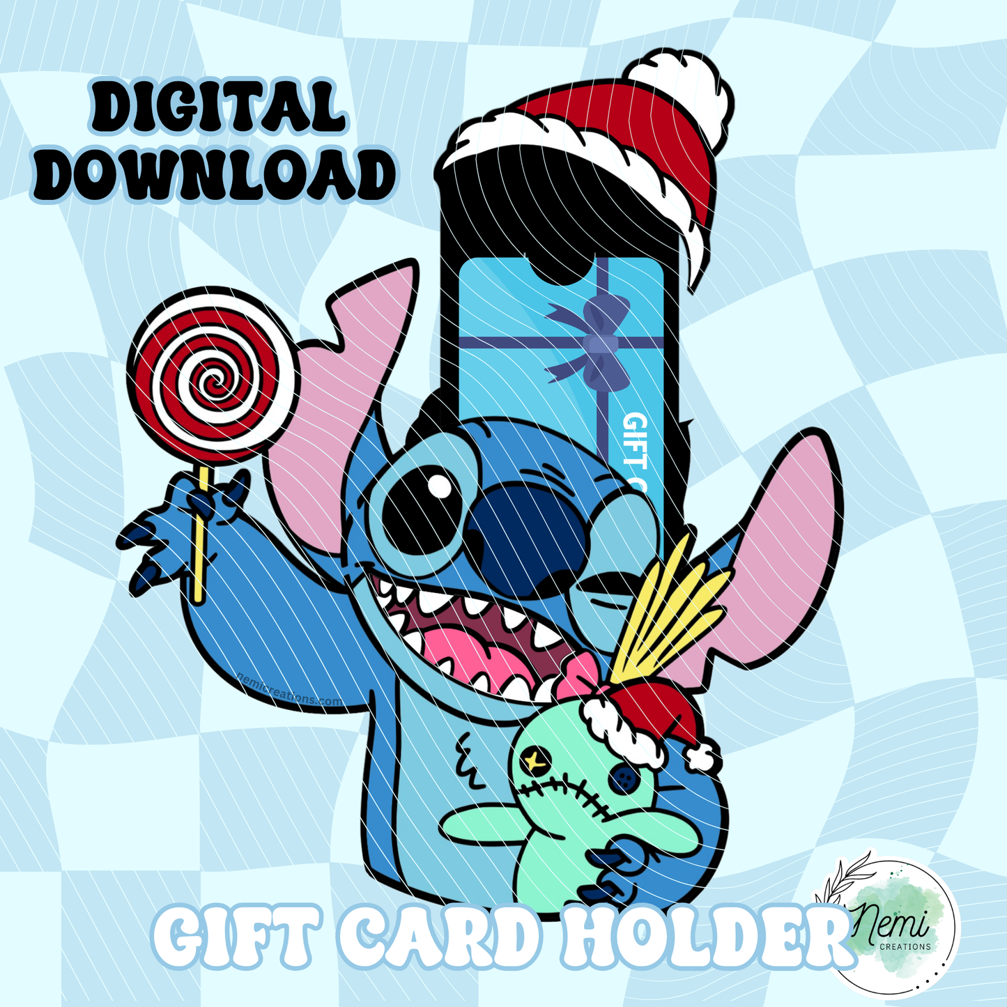 Stitch Christmas Lolly Money Card DIGITAL SVG FILES