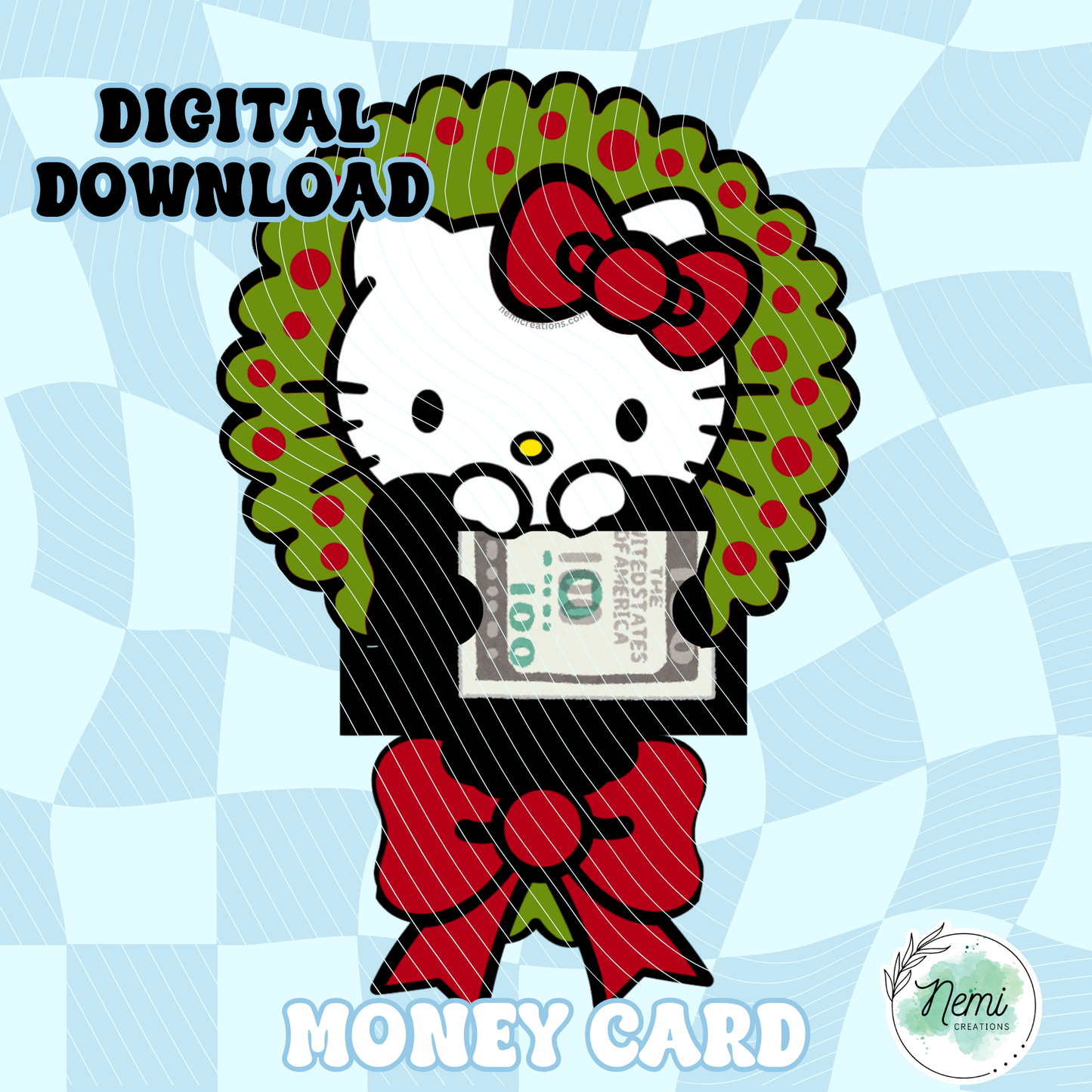 HK Christmas Wreath Money Card DIGITAL SVG FILES