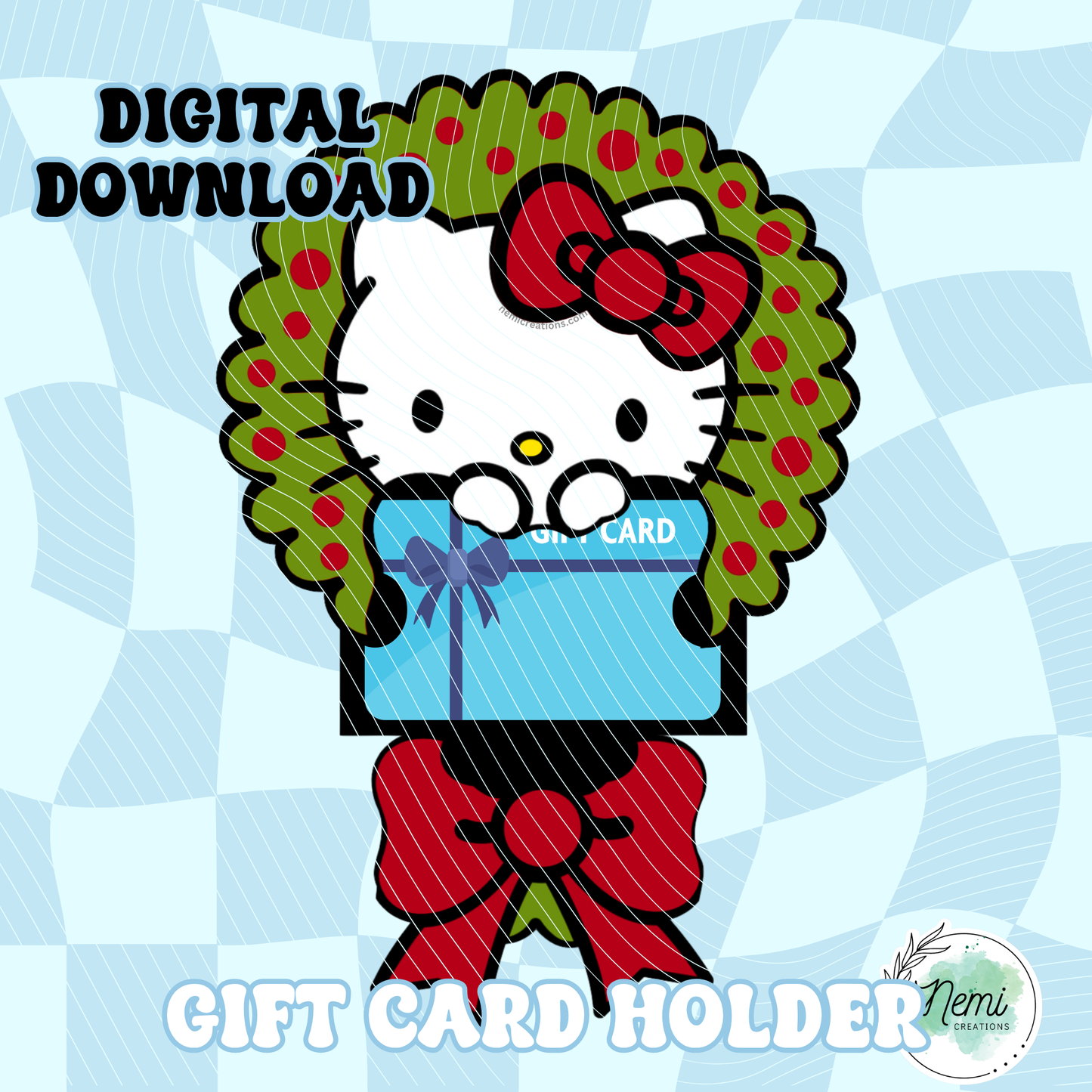 HK Christmas Wreath Money Card DIGITAL SVG FILES