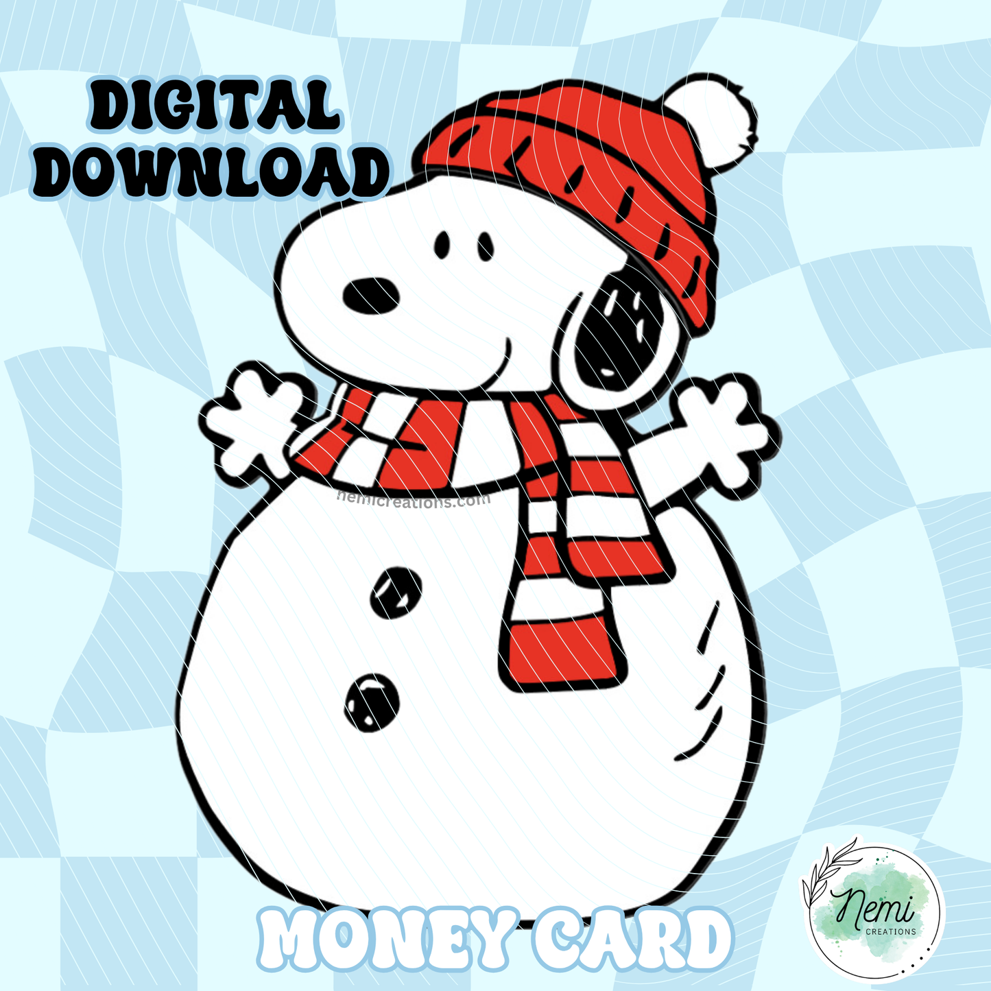 Snoopy Snowman Money Card DIGITAL SVG FILES