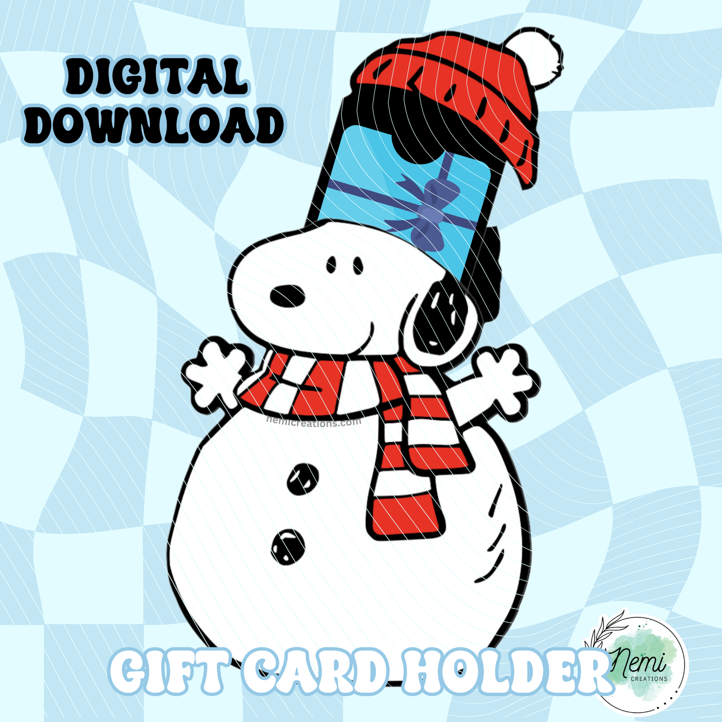 Snoopy Snowman Money Card DIGITAL SVG FILES