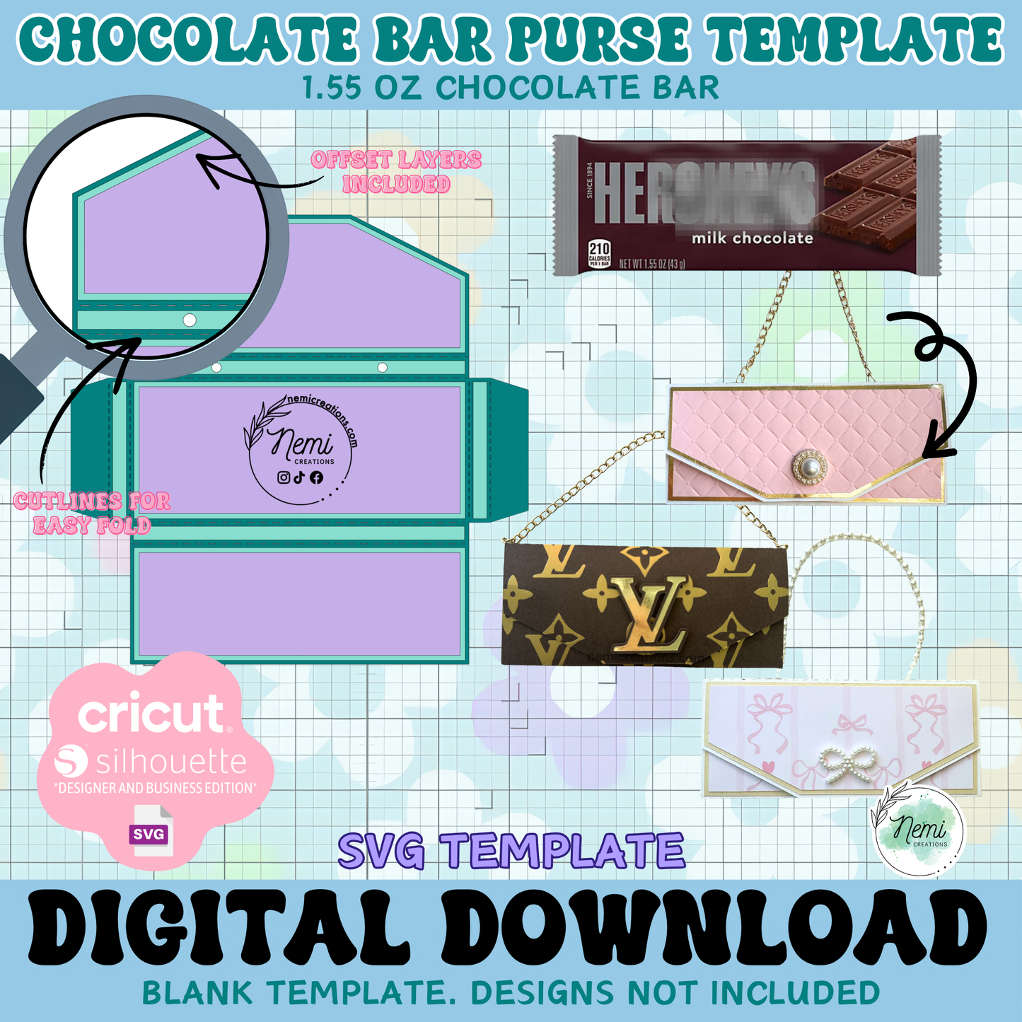 Chocolate Bar Purse Template