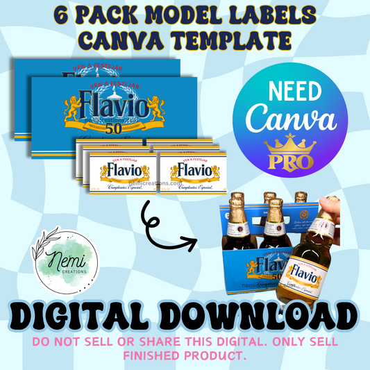 Paquete de 6 etiquetas de cerveza modelo CANVA EDITABLE
