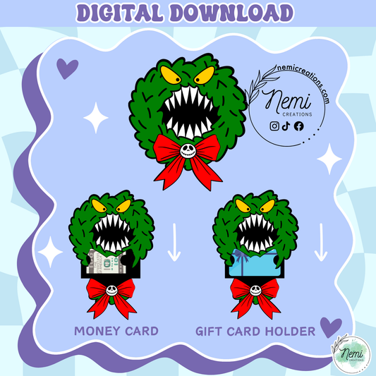 Nightmare Wreath Money Card DIGITAL SVG FILES