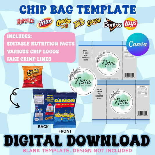 Chip Bag Blank Template CANVA