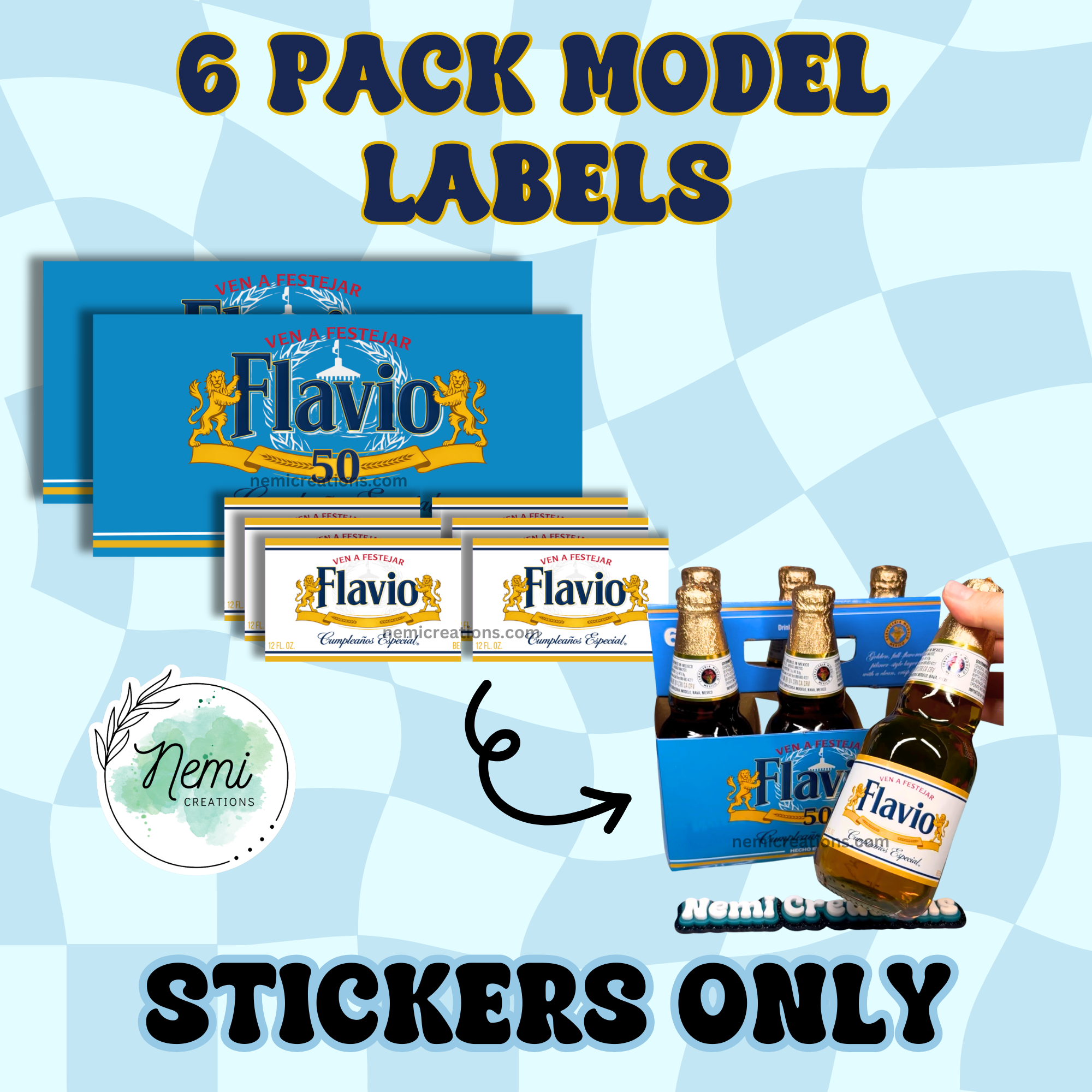 Model 6 Pack Sticker Labels – Nemi Creations