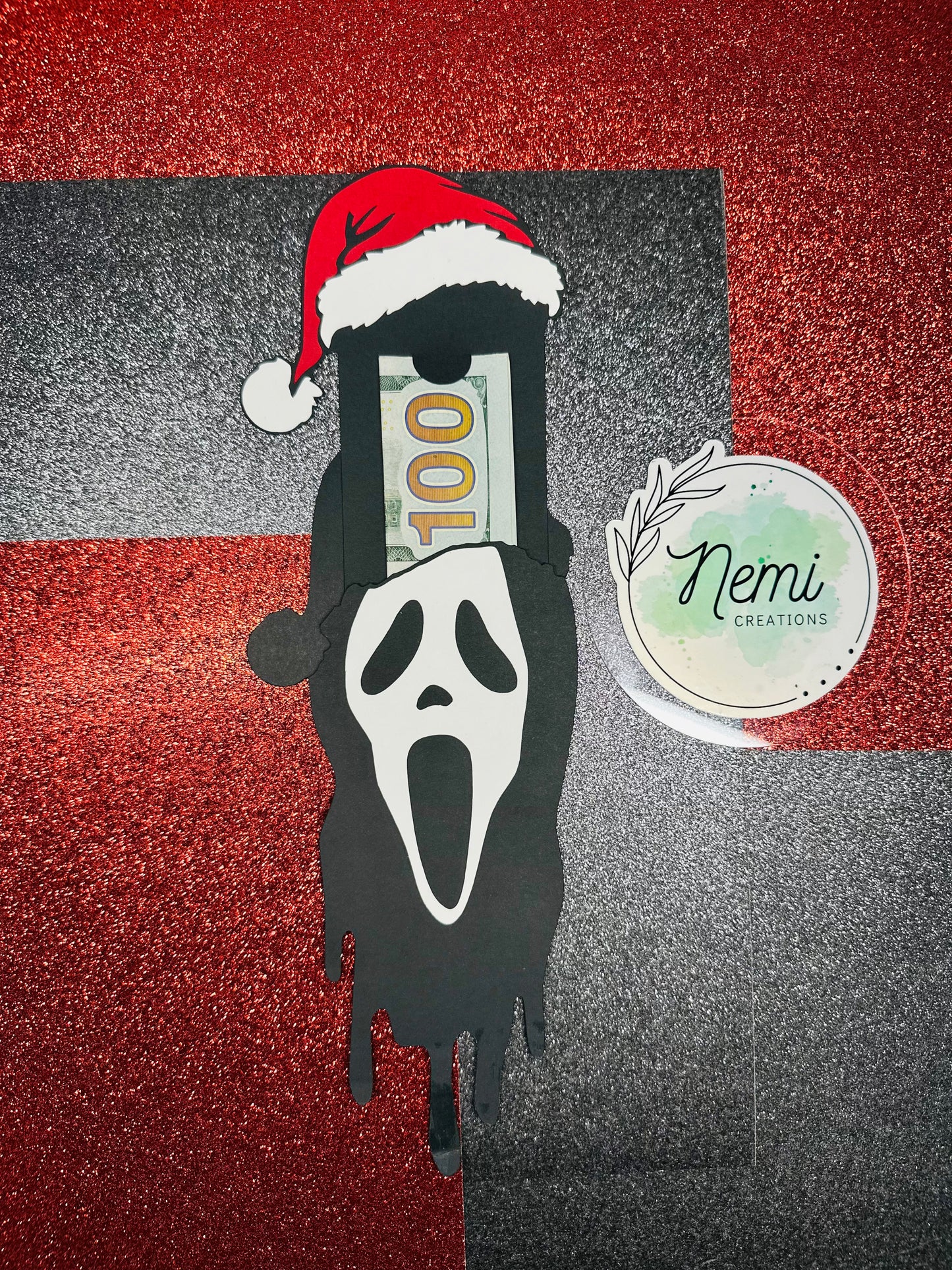 Tarjeta de dinero navideña de Ghostface