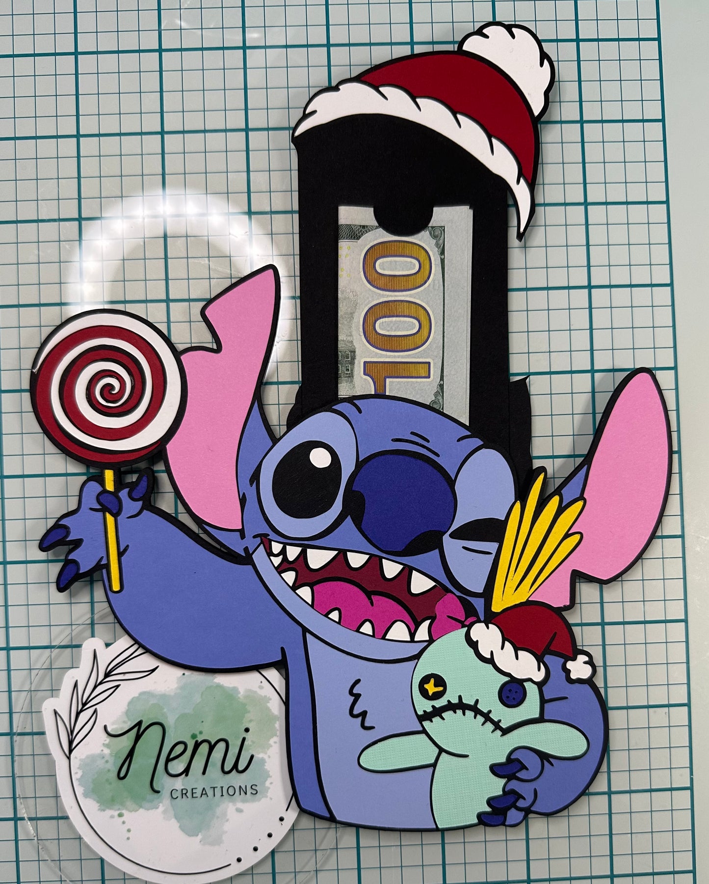 Stitch Christmas Lolly Money Card