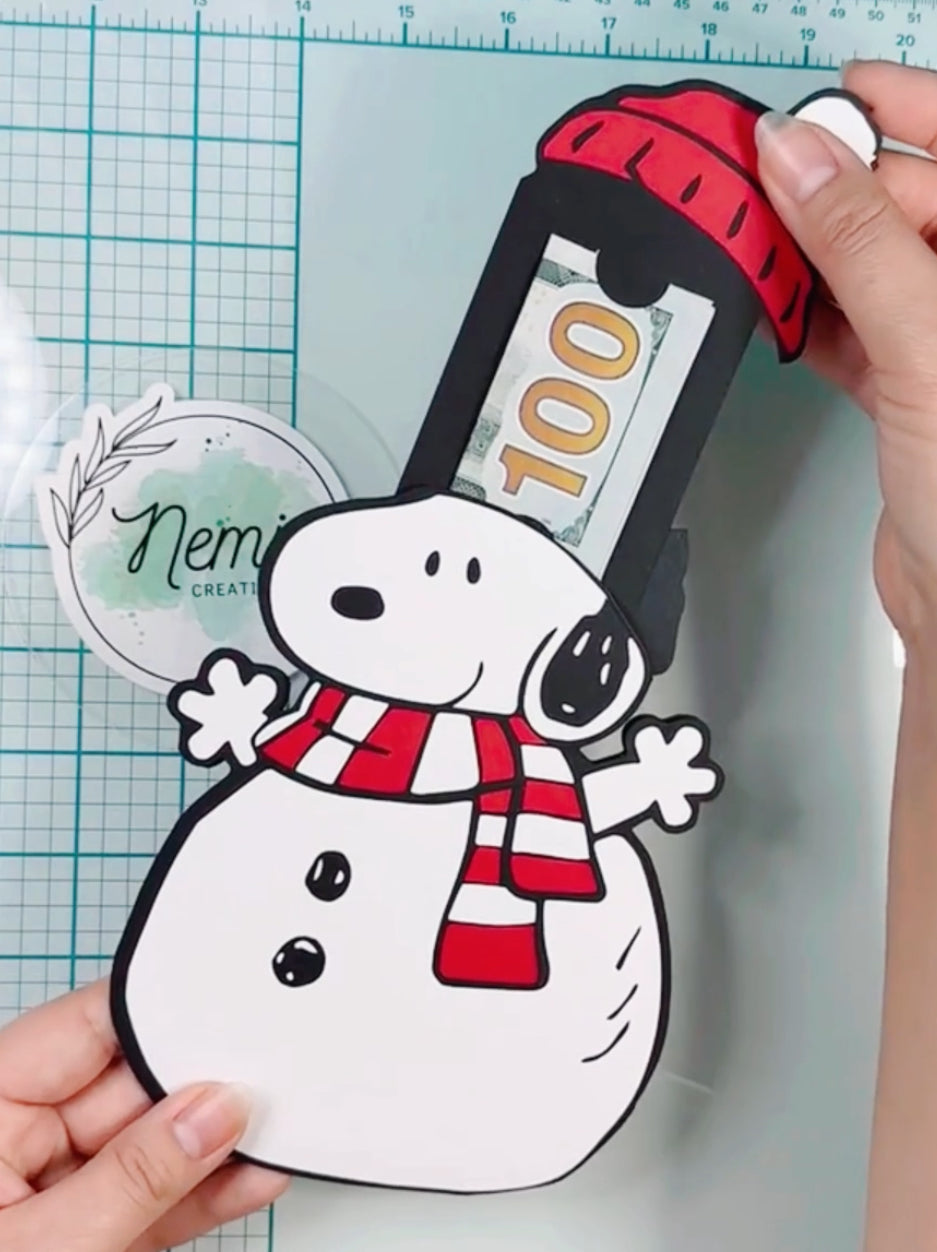 Snoopy Snowman Money Card