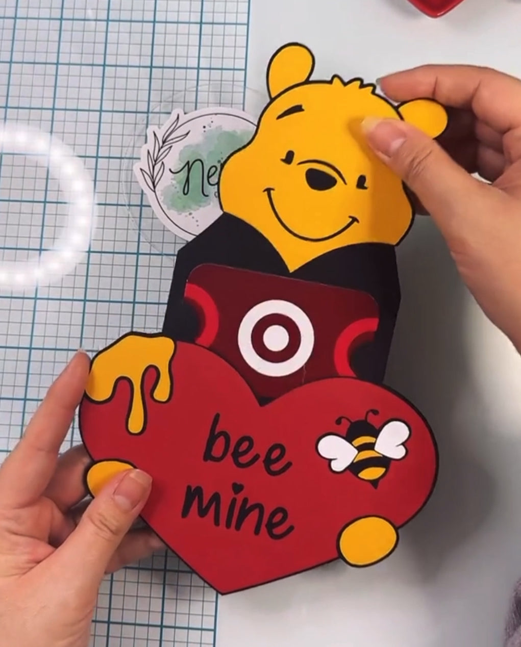 Pooh Bear Heart Money Card DIGITAL SVG FILES