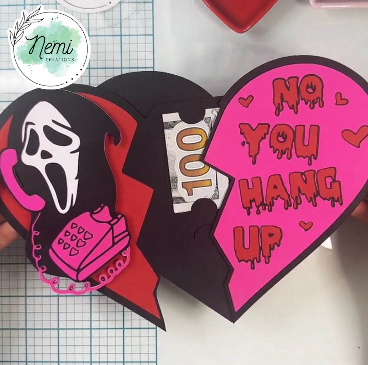 Scream Heart Money Card DIGITAL SVG FILES